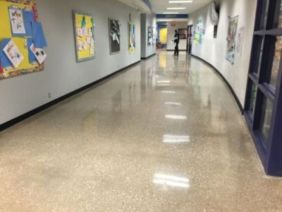 exposed aggregate hallway