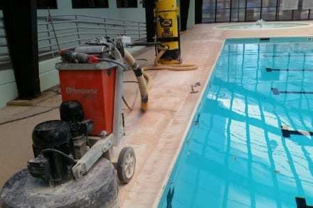 Grinding Concrete on indoor pool deck