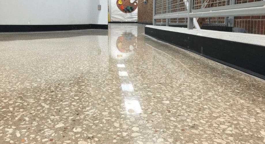 Polished concrete floors with exposed aggregate